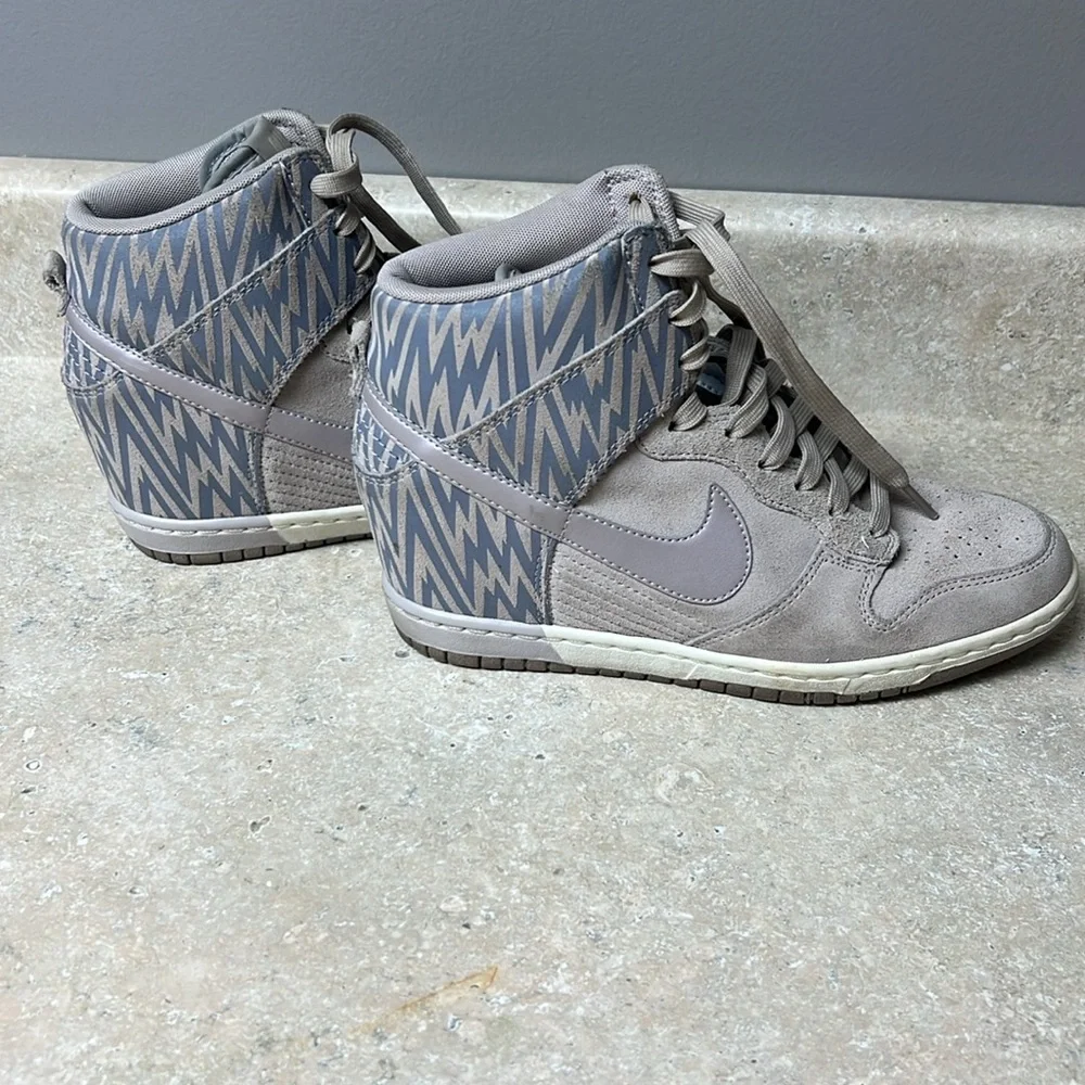 Nike High-Top Wedge Sneakers in Gray Taupe